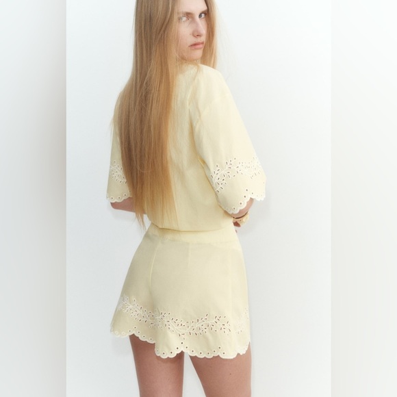 NWT H&M Eyelet-Embroidered Cotton Shirt & Shorts - Picture 3 of 11